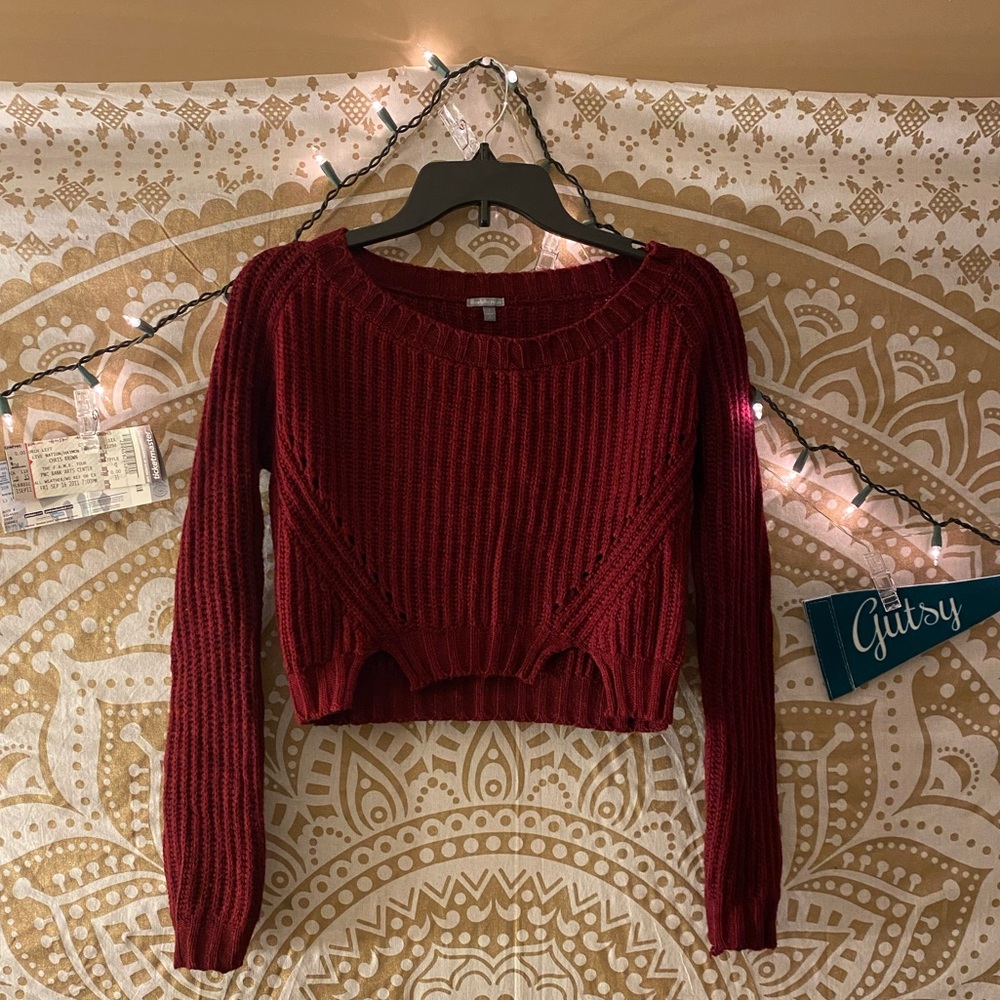 🥀3 for $20 Burgundy Long Sleeve Crop Top